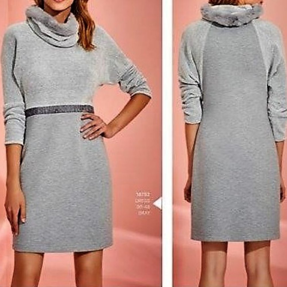 Sweater Dress with shawl detachable collar